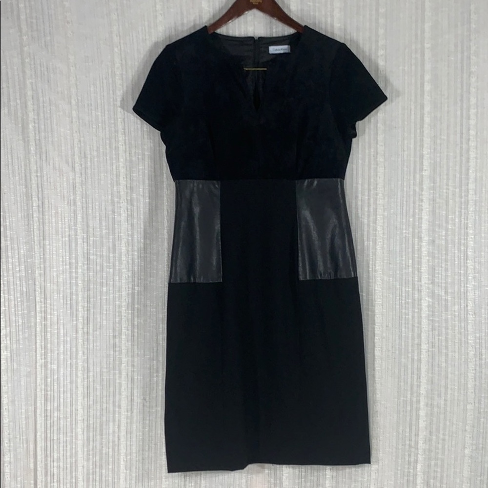 Calvin Klein Faux Leather Sheath Dress-Size 10